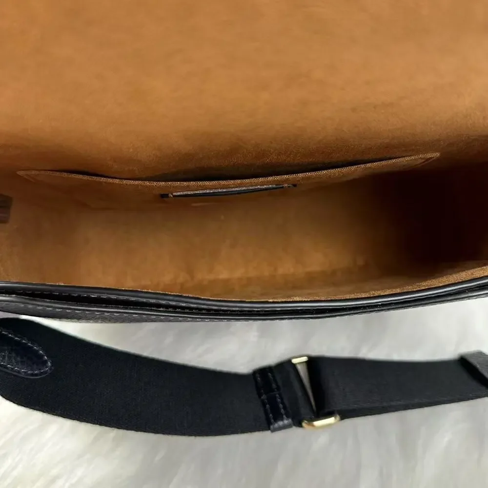 COACH Amelia Saddle Bag Shoulder/Crossbody Bag In Leather CP107 Gold/Black NWT